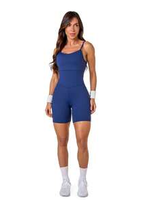 Manalinda Bermuda Shorts Romper In Polyamide - Navy Blue - View 1