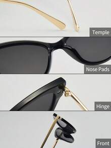 1pc Women's Fashion Non-Prescription Glasses, New Cat Eye Metal Frame, Versatile Personalized Stylish, Suitable For Street Photography, Holidays, Daily, Home, Commute, Online, Office, Computer, Reading