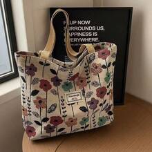 Large Capacity Niche Shoulder Bag, New Ins Canvas Tote Bag, Class Commuting Handbag. - Multicolor - View 1
