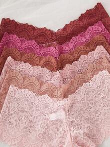 Conjunto de 6 tangas transparentes de unicolor y encaje sexy para mujeres - Multicolor - Ver 5