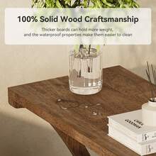 Tribesigns Solid Wood End Table With 2-Tier Storage, Natural Wood Paint Finish Side Table For Living Room, Sofa Side, Or Bedroom, Easy Assembly, Wood Brown - Gỗ Nâu - Xem 4
