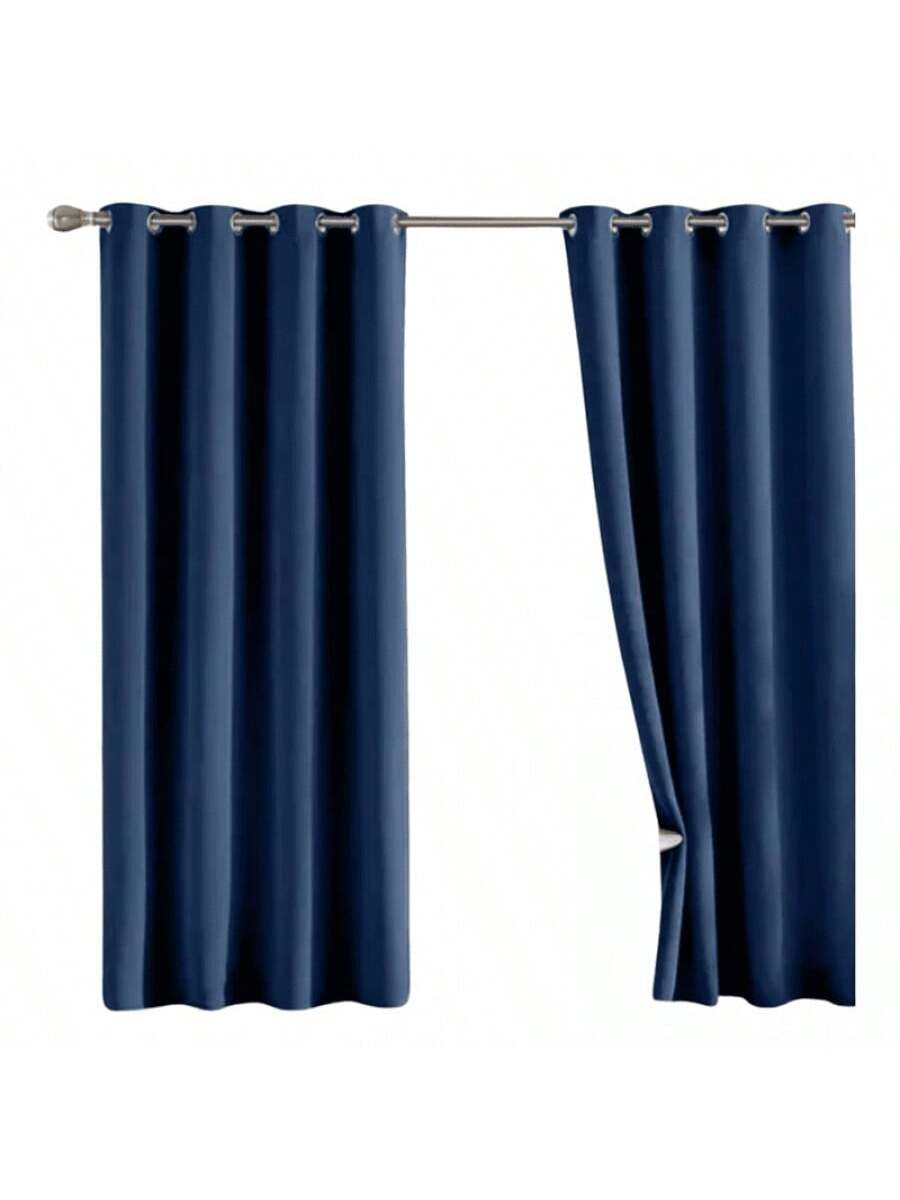Juego de Cortinas Azul marino Modernas con Ollaos para Barra