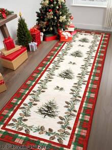 1pc Christmas Tree Carpet, Non-Slip And Washable, Suitable For Living Room, Bedroom, Hallway, Indoor And Outdoor Use, Easy To Create Cozy Christmas Home And Room Decor - Red and White - View 5