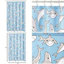 Basics - Cortina de ducha de microfibra divertida y divertida de  de animales, de animales, 72 pulgadas(Tiburón piscina) - Tipo 4 - Ver 1