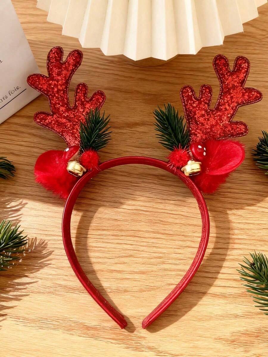 1 件全新 3D 圣诞头饰、圣诞派对礼物、驯鹿角铃圣诞帽头饰 - 彩色 - 查看 1