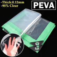 95% Clear PEVA Rainproof Cloth Patio Pergola See Through Tarp Curtain Garden Succulents Rain Cover Outdoor Transparent Tarpaulin - Gray Edge - View 3