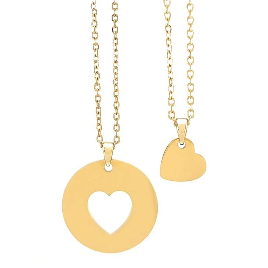 Set de Collares Madre e Hija para compartir Regalo para Mama - Collar dúo Corazón - Set Mama e Hija (adulta o adolescente) - Chapa de Oro Calidad Premium - Elegantia Jewelry (Mama e Hija, Chapado en oro) - Mama e Hija - Ver 1