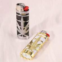 1pc Hollow Leaf Shaped Lighter Case, Portable Decorative Metal Lighter Cover, Cigarette Accessories, Perfect For Christmas And Halloween Gifts - Elegant Appearance, Suitable For BIC J6 Full Size Lighters - Fashionable Durable Windproof Simple Retro Sturdy Lighter Box - Multicolor - View 3