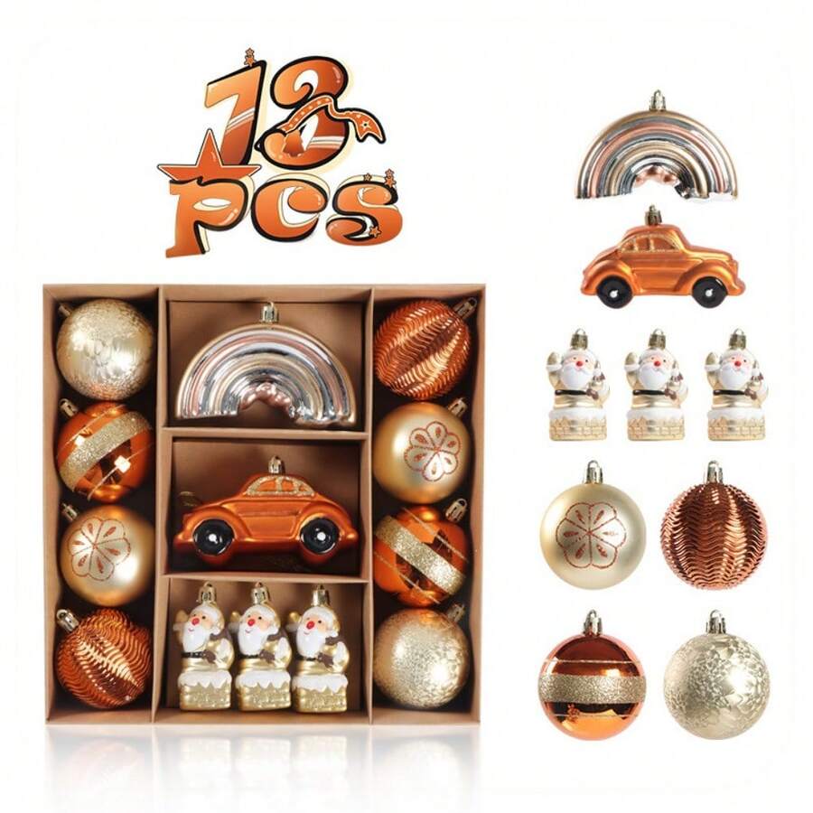 New 13-pack Christmas pendants Christmas tree holiday celebration electroplating painted pendants ornament set cross-border