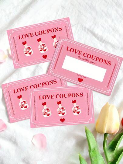 30套刮刮乐爱情优惠券，情人节刮刮卡，粉色惊喜卡，玫瑰唇环约会图案，DIY节日礼品券，派对游戏奖品，内含幸运刮刮贴纸，卡通情人节刮刮卡