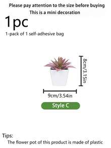 Bộ 1/6 cây xương rồng mini nhân tạo, thích hợp trang trí nhà cửa, phòng khách, bàn, bệ cửa sổ, bàn làm việc, quà tặng Ngày của Mẹ, tiệc cưới. - Bột xanh - Xem 16
