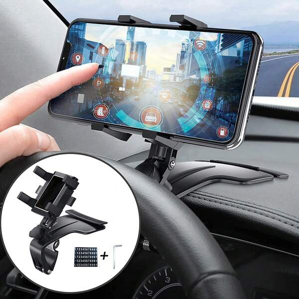 Car Phone Holder With Number Plate, Adjustable From Multiple Angles, Suitable For Windshield, Sun Visor, Rearview Mirror, Instrument Panel, And Desktop