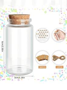 1/5/10 Stücke kleine Glasflaschen, DIY Bastelset mit Stopfen, Etiketten, Schnur & Trichter, ideal für Hochzeitsgeschenke, Dekoration oder Bastelprojekte, klares Glas Material, Halloween, Weihnachten - Verschiedenfarbig - Übersicht 11