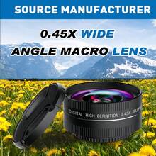 Lente de conversión gran angular y macro 2 en 1 de 52 mm, lente telefoto de vidrio óptico profesional, compatible con cámaras Canon, Nikon, con montura de 52 mm - Negro - Ver 1