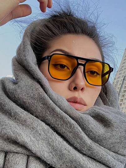 1/4/5pcs Unisex Plus Size Double Bridge Aviator Stylish Street Vintage Glasses Leopard Print Set, Y2K Colorful Fashion Glasses For Women, Autumn/Winter