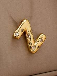 1pc Fashionable & Cute Cheese Design Letter Beaded Pendant Necklace, Elegant & Versatile For Women - Yellow Gold - View 22