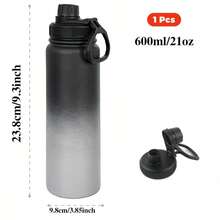1pc 600ml Insulated Water Bottle, Stainless Steel Leak-Proof Sports Water Bottle, Double Wall Vacuum Insulated Metal Glass Cup, Suitable For Christmas, Halloween, Father's Day, Mother's Day - Multicolor - View 2