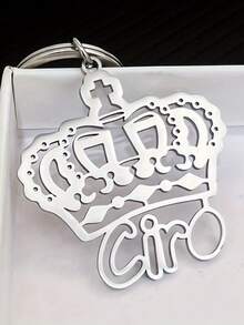 Boy's Keychain Crown Shaped Hollow Letter Personalized Initial Minimalist College Style Accessory, Delicate Anti-Lost Pendant, Birthday, Valentine's Day, Anniversary Gift - One Size - View 5