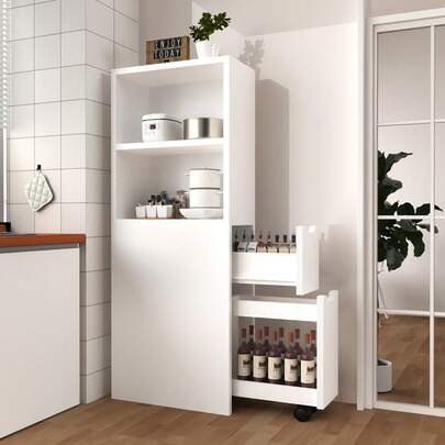 Tall Bathroom Cabinet, Slim Bathroom Storage Cabinet, Freestanding Narrow Storage Unit With Drawers And Adjustable Shelf, For Small Spaces, Modern Style, Classic White
