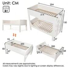 Kids Bed Frames, Headboards & Footboards - White + Wood+Metal + 90cm*200cm - View 3