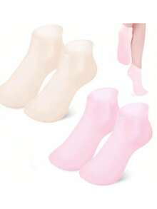 2双保湿硅胶袜，适用于干燥皲裂的双脚，按摩袜内含保湿凝胶，可作足部护理工具，礼品装