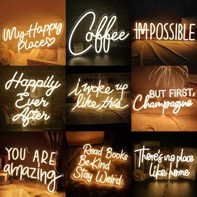 1pc USB Powered Acrylic LED Neon Light (With Data Cable) | Dimmable Brightness | Wall Mountable | For Restaurant/Garden/Cafe/Bar/Home Decor | Wedding/Birthday/Party Atmosphere Lighting | Live Streaming Backdrop | Commercial Party Gift