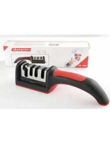 1 قطعة شاحذ سكاكين متعدد الوظائف - شاحذ سكاكين من الفولاذ المقاوم للصدأ 4 في 1 - طقم شحذ سهل الاستخدام وأنيق مع 4 فتحات شحذ، شاحذ سكاكين يدوي أسود - أداة شحذ 4 مراحل قابلة للفصل، شحذ متعدد الأغراض للمطبخ. يمكن شحذ الشفرات بسهولة