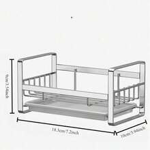 1个金属水槽收纳架晾干架，悬挂式海绵架，带塑料托盘的水龙头储物架 - 彩色 - 查看 5