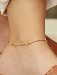 1pc 304 Stainless Steel Waterproof Minimalist Chain Anklet Dainty Classic Chain Anklets For Women Beach Holiday Stacking Jewelry Daily Wearing - 1個 - 查看 1