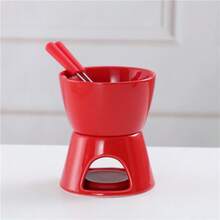 Olla de fondue de chocolate de cerámica, olla de fondue de helado suizo, olla de fondue de queso, incluye tenedores, olla de derretir chocolate de estilo nórdico de cerámica, calentador de fondue de helado, calentador de fondue de queso, calentador de fondue de chocolate, taza de café de cerámica creativa con calentador y tenedores