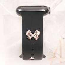 1 pieza Nuevo Brazalete Dorado Rosa con Lazo Brillante para Mujer, Accesorio Decorativo para Correa deh o Correa de Galaxy Watch Series - Oro rosa-C - Ver 2