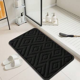Bathroom Non-Slip Mat, Home Decor Shower Room Entrance Absorbent Floor Mat, Soft Thick Rhombus Carpet For Bathroom, Laundry Room, Bedroom, Entryway, Bathtub Anti-Slip Quick Dry Small Rug