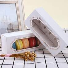 5pcs/10pcs Korean Style Gold Foil Macaron Packaging Boxes, 5/10 Drawer Style Transparent High-End Green Bean Cake, Chocolate Box, Macaron Packaging Box With Window, Simple And Elegant Baking Pastry Box - View 6