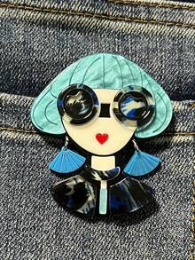 1pc Creative Acrylic Cartoon Girl Brooch, Fashionable & Elegant Women's Brooch, Best Birthday Gift For Friends