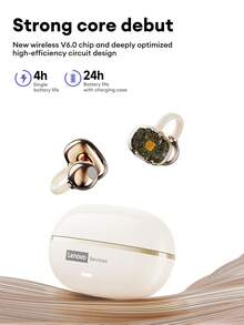 Lenovo RS102 Elegant Open-Ear Bluetooth Headphones, Directional Sound, Surround Sound, High-Quality Audio, Long Battery Life, Suitable For Running, Sports, Calls, Noise Cancellation, Comfortable Fit, Compatible With Smartphones And Computers - màu đen - Xem 8