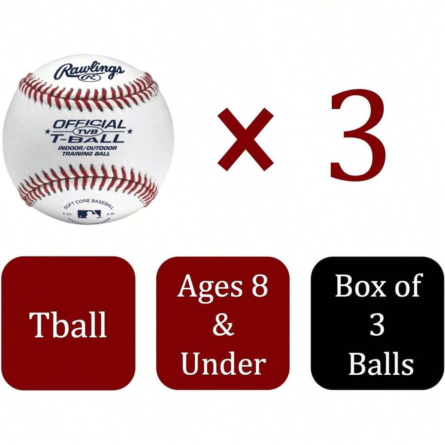 Rawlings - Pelotas de béisbol para jóvenes o Entrenamiento (Caja de 3 o 12) - Caja de 3 unidades - Ver 1