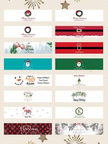 Custom Photo Water Bottle Label-38 Styles,10pcs Personalized Celebration Tags,Personalized DIY Bottle Water Waist Seal Stickers,Personalized Water Bottle Labels For Wedding, Birthday, Baptism , Wedding Thank You Stickers,Christmas Water Bottle Labels Waterproof - Christmas Party Decoration - Holiday Party Decor,For Housewarming,Chic Design - Multicolor - View 11