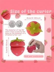 6/12个装红色草莓造型免加热卷发器，女士专用 - 夜间睡眠柔软卷发器，舒适温和，呵护秀发 - 打造优雅卷发造型 - 彩色 - 查看 6