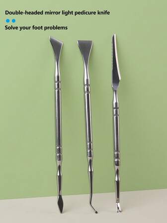 1pc/3pcs Silver Double-Headed Mirror Polished Pedicure Tool For Removing Calluses, Dead Skin, Nail Dirt, Suitable For Feet And Nails