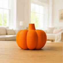 ORIZZONTE Modern Pumpkin Decorative Vase – Creative Design For Fresh/Dried Flowers/Pampas Grass, Autumn Gift Idea For Home/Study/Office, Centerpiece, 100% Made In Italy, Shipping From Italy - Orange - View 5