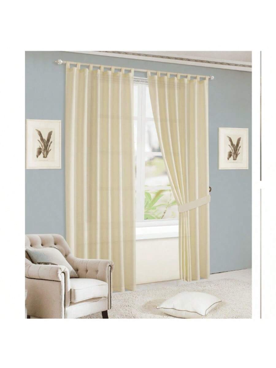 Juego de Cortinas Beige con Ollaos para Barra