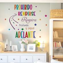 1 pieza Adhesivo de pared motivacional de dibujos animados, adecuado para la habitación de los niños, decoración de la guardería - Multicolor-G - Ver 5