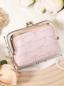 Modische und hochwertige Kreditkartentasche mit Schleifen-Muster, einfach und lässig mit mehreren Kartenfächern, modischer Reißverschluss-Münzbeutel, Schul- und Studentenwohnheim-Zubehör, abnehmbar und vielseitig, großes Fassungsvermögen Damen-Geldbörse, Handtasche, Aufbewahrungstasche