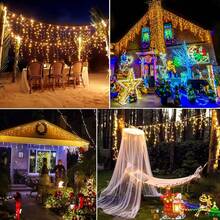 Outdoor Eaves Christmas Lights, 10M/32ft 300 LED Icicle Lights, Suitable For Outdoor Houses, Transparent Wires, 8 Modes, IP44 Waterproof Insert, Suitable For Home Holidays, Patio, Rooftop Party, Indoor Decoration