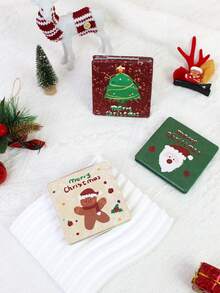 1pc Christmas Series High Definition Makeup Mirror, Pocket Mirror With Christmas Tree, Santa Claus, Gingerbread Man, Snowflake Designs, Great Gift For Girls, Portable For Travel,Cheap,Stocking Stuffers,Makeup,Makeup Tools,Cheap Stuff,Gifts,Gifts For Women,Christmas Gifts