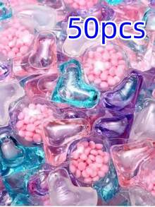 50 pièces/paquet Capsules de lessive 5-en-1, assouplissant concentré parfumé, détachant avec parfum longue durée, perles de lavage puissantes de nettoyage, parfum aux herbes pour la maison