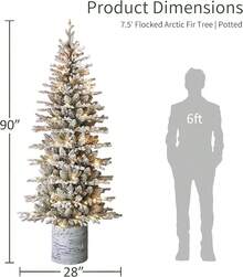 Puleo International 4.5ft Pre-Lit Potted Flocked Arctic Fir Tree With 70 Lights, 419 Realistic Dense Branch Tips, Easy Setup Artificial Trees With Sturdy Metal Stand - 7.5 英尺植絨北極冷杉,配有 230 盞白燈 - 查看 3