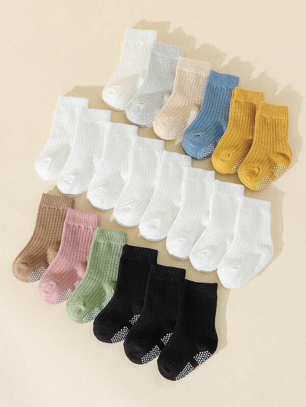 5 Pairs Anti-Slip Dotted Mid-Calf Socks, College Style, Multi-Color, Suitable For Autumn/Winter And All Seasons