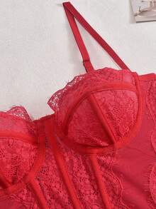 1 chiếc áo corset ren cho nữ, kiểu dáng gợi cảm, thích hợp đi dự tiệc, club, có khóa cài, phong cách thường ngày mùa hè. - Đỏ - Xem 8