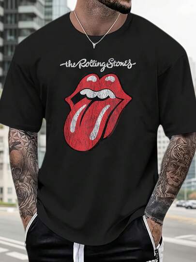 Rolling Stones classic tongue label creative pattern T-shirt - family and friends gift - 27B144 - 100% cotton four seasons comfortable round neck men's short sleeve